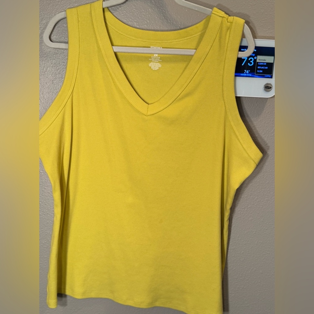 Sonoma Bright Yellow V-Neck Tank Top